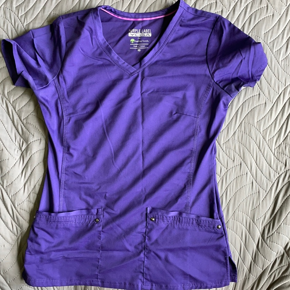 Purple Scrub Top with Pockets
